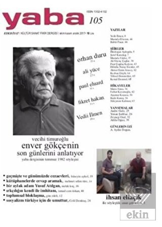 Yaba Edebiyat Dergisi Sayı: 105 Ekim-Kasım-Aralık