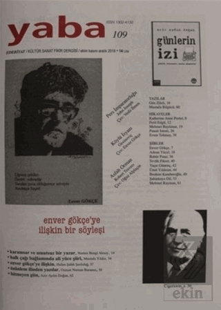 Yaba Edebiyat Dergisi Sayı: 109 Ekim - Kasım - Ara