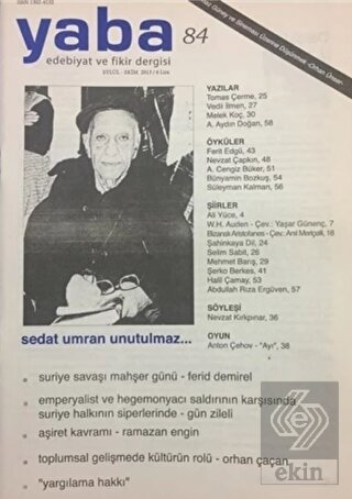 Yaba Edebiyat Dergisi Sayı: 84