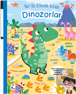Yaz-Sil Etkinlik Kitabı – Dinozorlar (Kalemli)