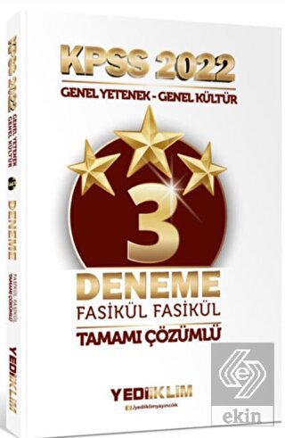 Yediiklim Yayınları 2022 KPSS Lisans GY-GK Tamamı Çözümlü Fasikül 3 Yı