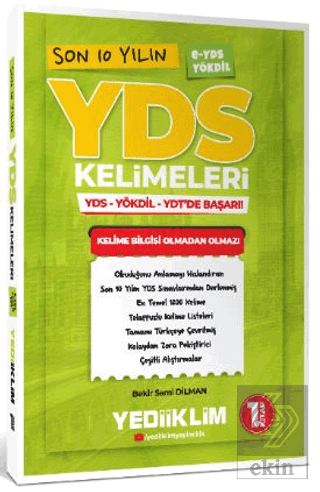 Yediiklim Yayınları Son 10 Yılın YDS Kelimeleri (1.Kitap)