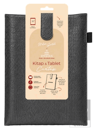 Yeni Nesil Kitap ve Tablet Çantası - Özel Deri Dokulu Antrasit