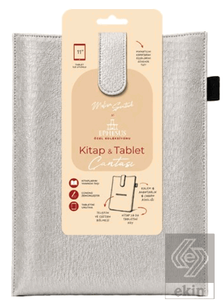 Yeni Nesil Kitap ve Tablet Çantası - Özel Deri Dokulu Gümüş