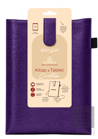 Yeni Nesil Kitap ve Tablet Çantası - Özel Deri Dokulu Mor