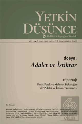 Yetkin Düşünce Dergisi Yıl: 1 Sayı: 2 Nisan, Mayı
