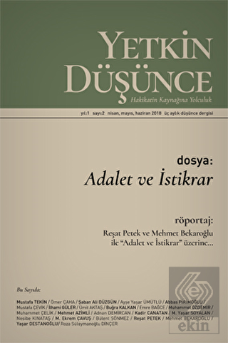 Yetkin Düşünce Dergisi Yıl: 1 Sayı: 2 Nisan, Mayı