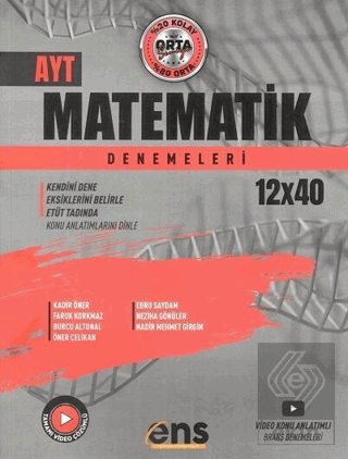 YKS AYT Matematik 12 x 40 Denemeleri ENS Yayınları